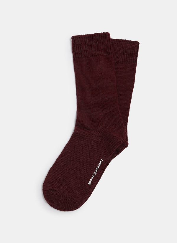 Men Socks | Maroon Plain Stretch Cotton Socks by Spanish designer Adolfo Dominguez