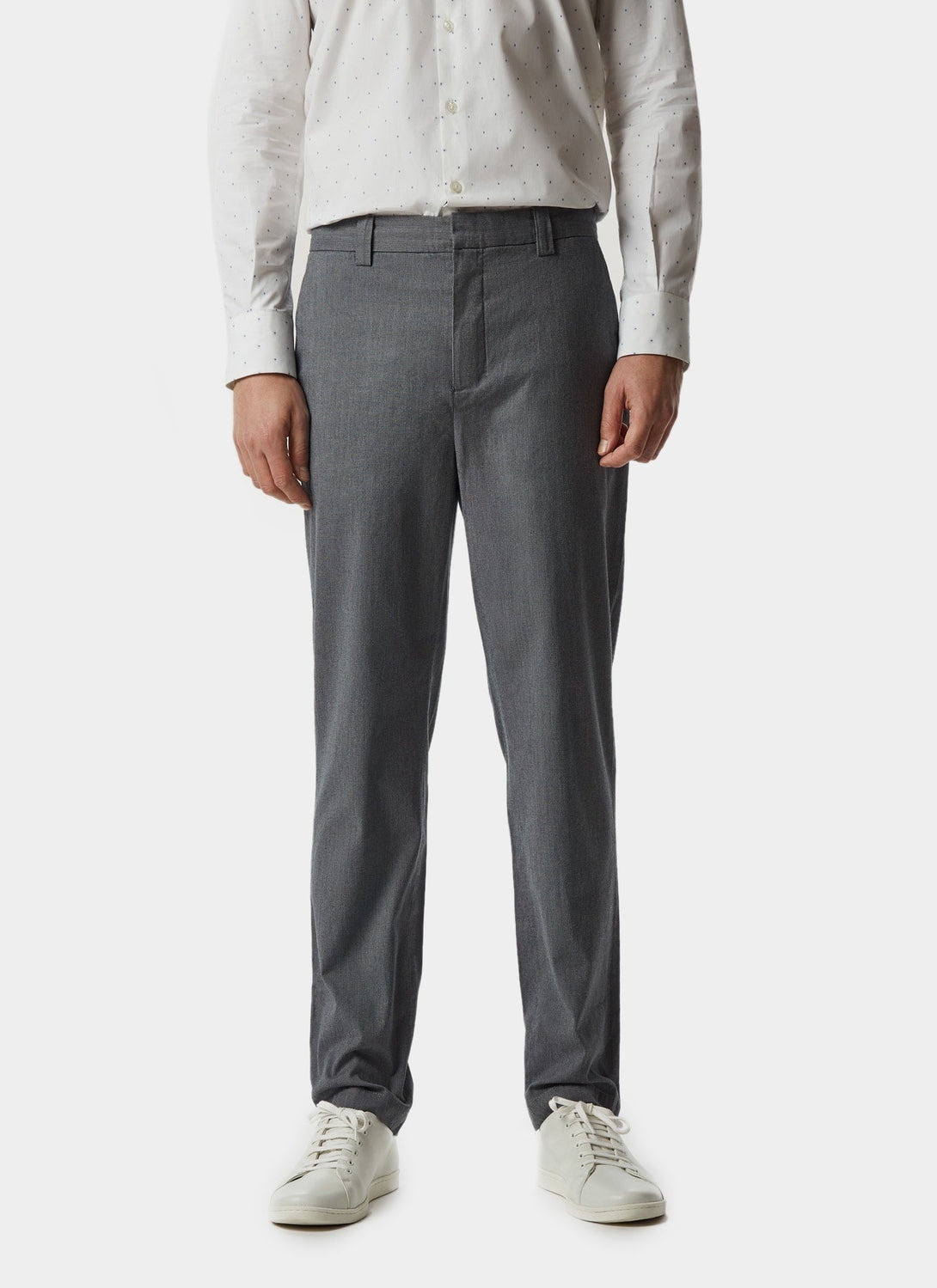 Men Trousers | Medium Grey Elastic Organic Cotton Chino Trousers by Spanish designer Adolfo Dominguez