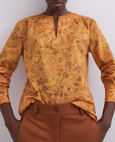 Women Long-Sleeve Shirt | Multicolor Cotton Blouse With Puffed Sleeves by Spanish designer Adolfo Dominguez