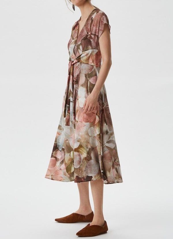 Women Dress | Multicolor Midi Wrap Dress With Floral Print by Spanish designer Adolfo Dominguez
