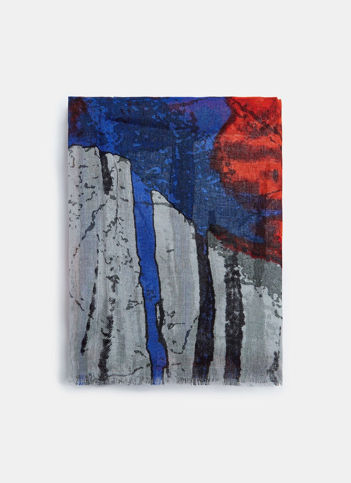 Women Shawl | Multicolor Modal Foulard With Abstract Print by Spanish designer Adolfo Dominguez