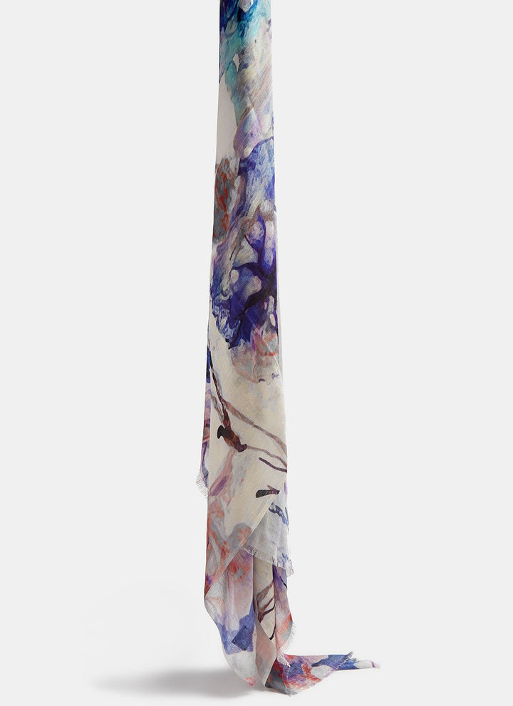 Women Shawl | Multicolor Modal Scarf With Floral Print by Spanish designer Adolfo Dominguez