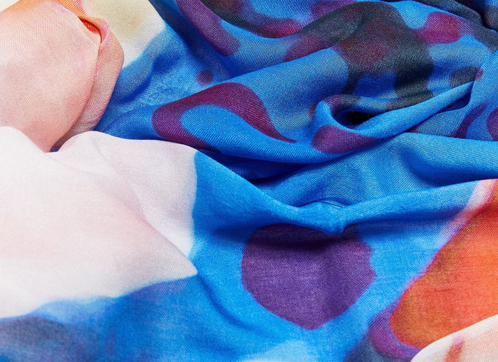 Women Shawl | Multicolor Modal Scarf With Fluid Print by Spanish designer Adolfo Dominguez
