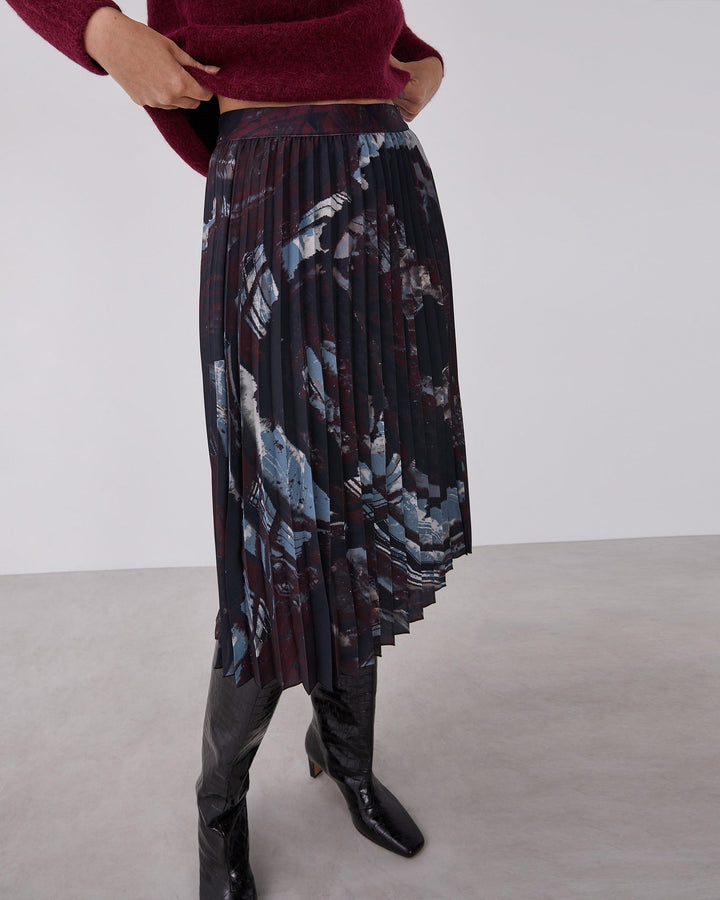 Women Skirt | Multicolor Pleated Skirt With Signature Print by Spanish designer Adolfo Dominguez