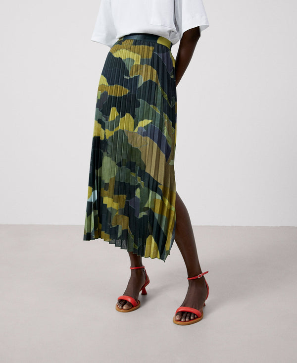 Women Skirt | Multicolor2 Pleated Midi Skirt by Spanish designer Adolfo Dominguez