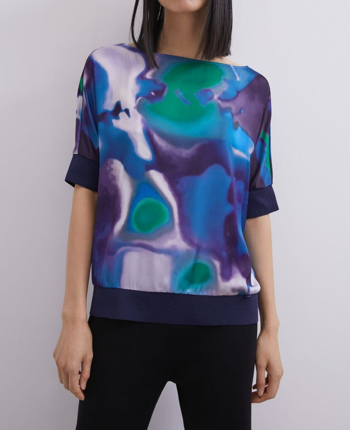 Women Long-Sleeve T-Shirt | Multicolor3 Neon Print Combined T-Shirt by Spanish designer Adolfo Dominguez
