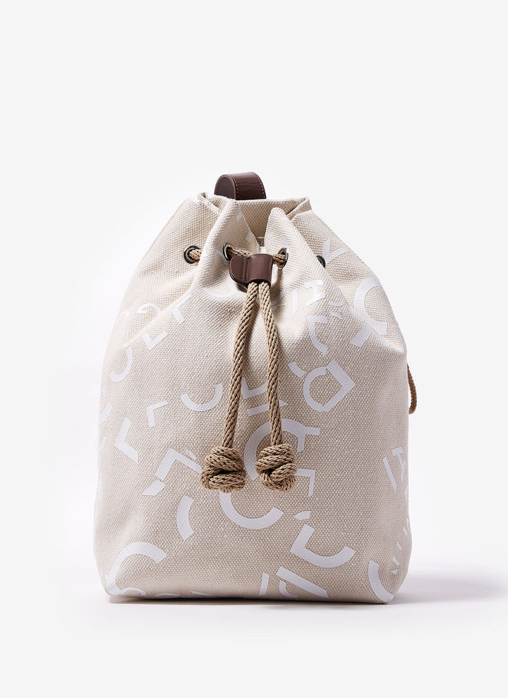 Women Bags | Natural Logoed Canvas Backpack by Spanish designer Adolfo Dominguez
