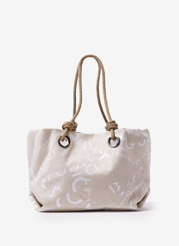 Women Bags | Natural Logoed Canvas Shopper by Spanish designer Adolfo Dominguez
