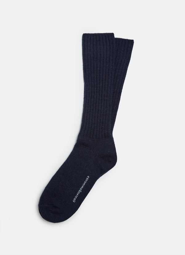 Men Socks | Navy Blue Alpaca Ribbed Knit Socks by Spanish designer Adolfo Dominguez