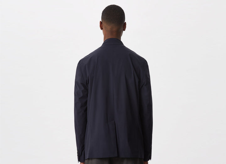 Men Short Jacket | Navy Blue Elastic Polyamide Safari Jacke by Spanish designer Adolfo Dominguez