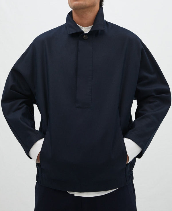 Men Short Jacket | Navy Blue Lyocell And Cotton Jacket by Spanish designer Adolfo Dominguez