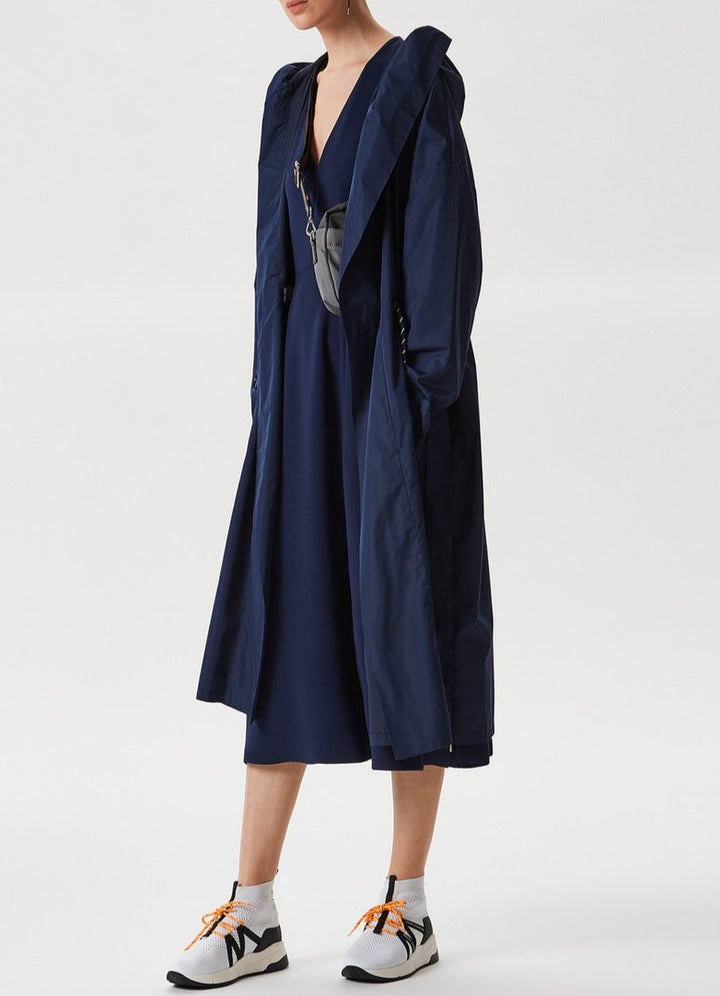 Uncategorised | Navy Blue Midi Dress With Short Sleeve by Spanish designer Adolfo Dominguez