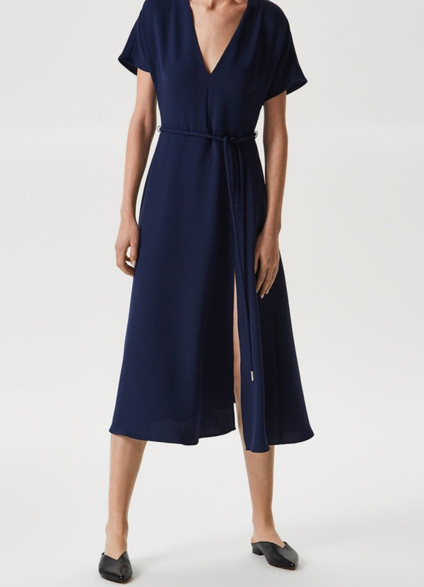 Uncategorised | Navy Blue Midi Dress With Short Sleeve by Spanish designer Adolfo Dominguez