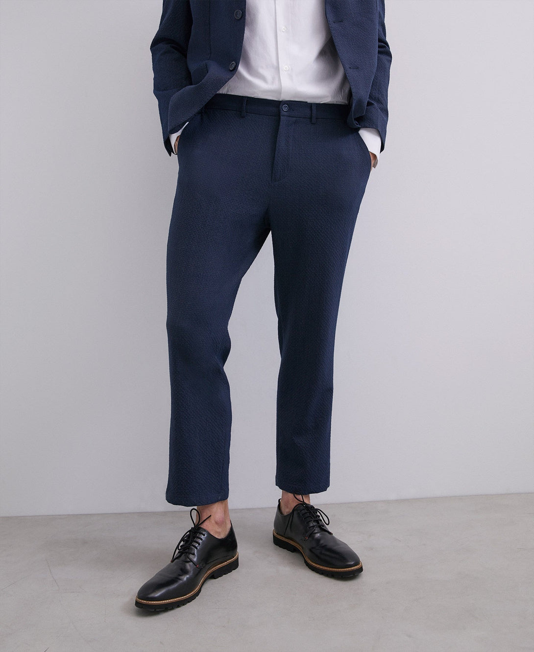 Men Trousers | Navy Blue Navy Blue Straight Trousers by Spanish designer Adolfo Dominguez