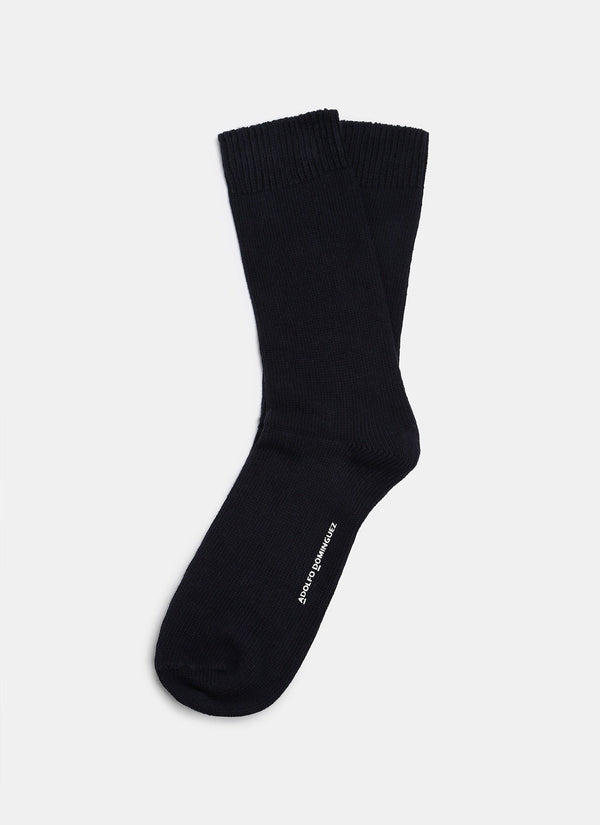 Men Socks | Navy Blue Plain Stretch Cotton Socks by Spanish designer Adolfo Dominguez