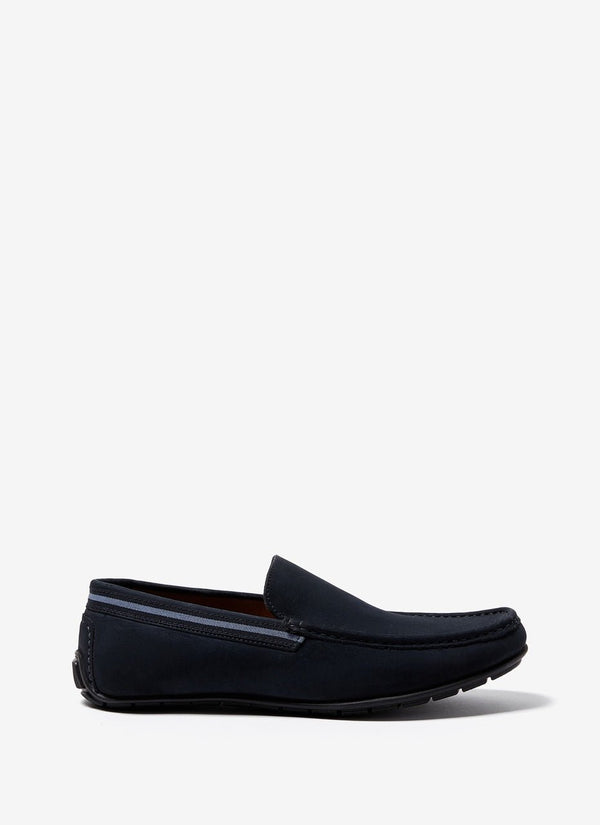 Men Shoes | Navy Blue Suede Moccasin With Rubber Sole by Spanish designer Adolfo Dominguez