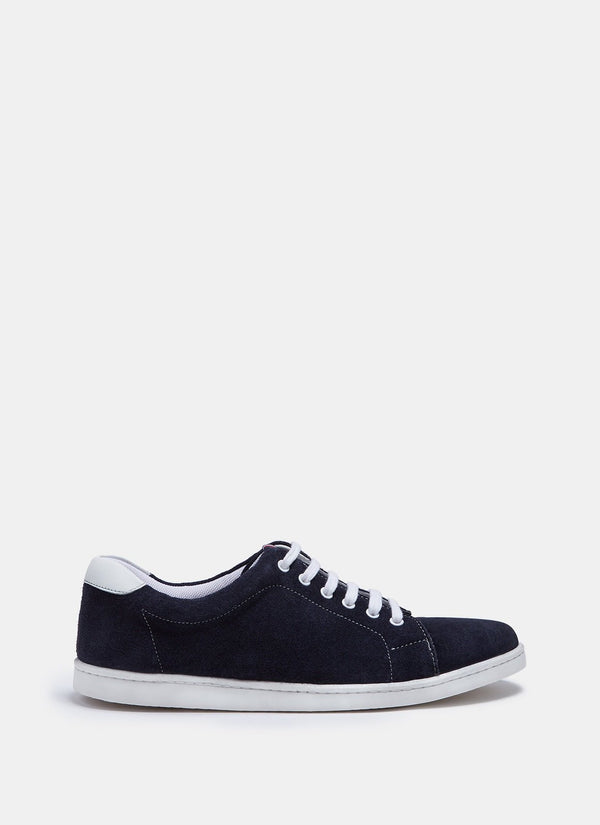 Men Shoes | Navy Blue Suede Sneakers With White Sole by Spanish designer Adolfo Dominguez