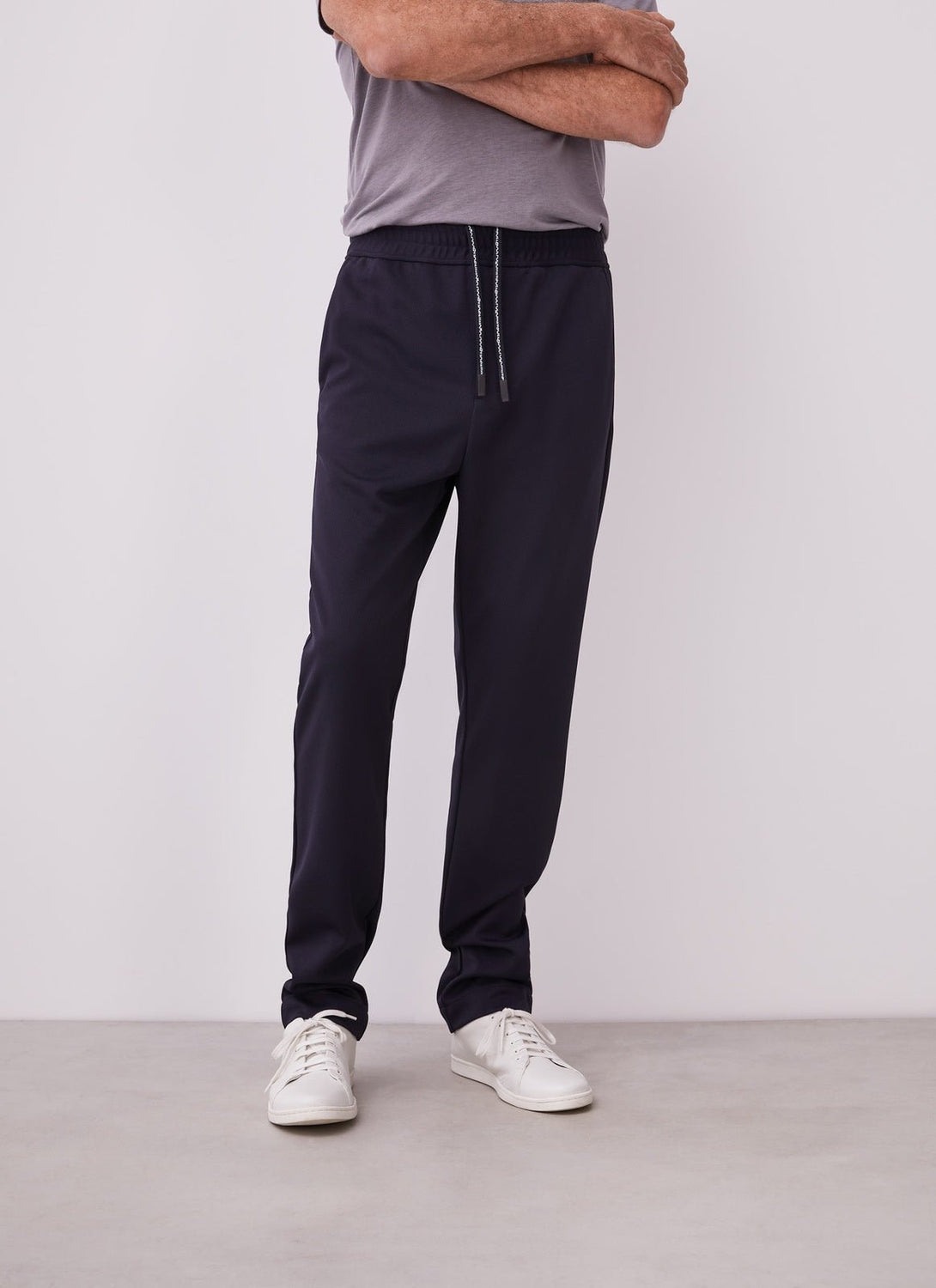 Men Trousers | Navy Blue Trousers With Elastic Waist by Spanish designer Adolfo Dominguez