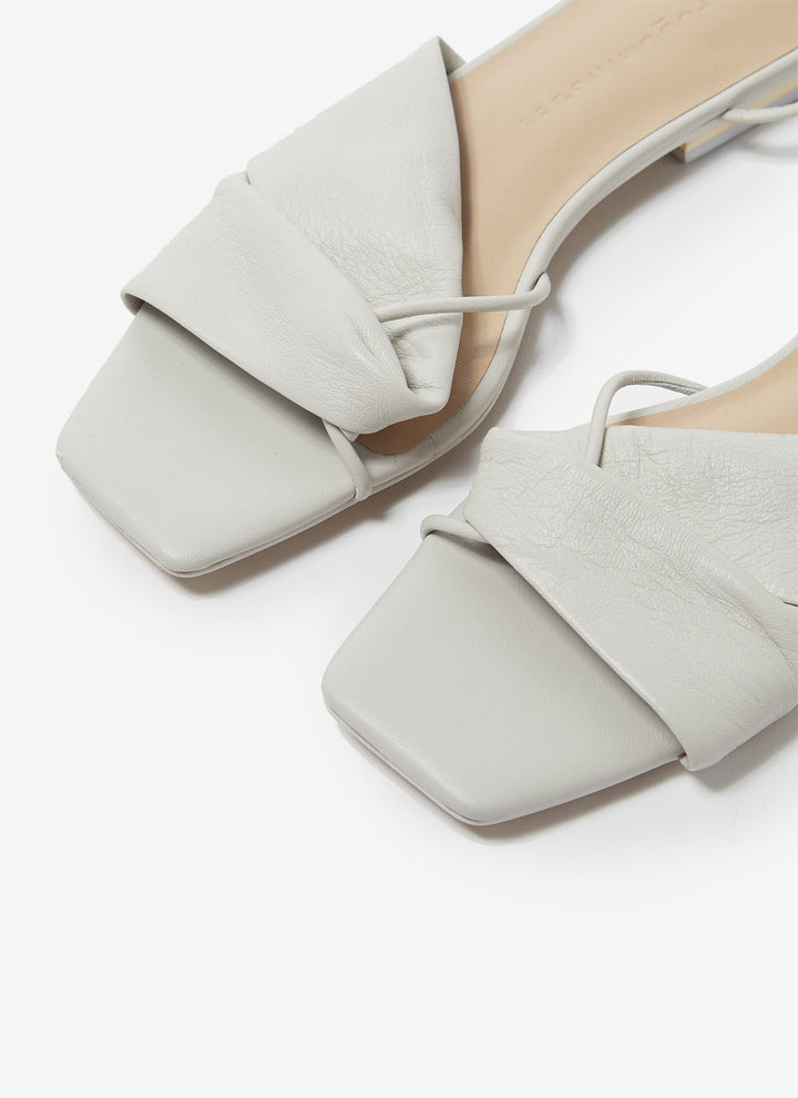 Women Shoes | Off White Plain Draped Leather Sandal by Spanish designer Adolfo Dominguez