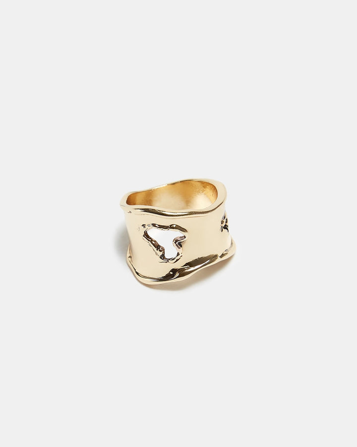 Women Ring | Old Gold Aged Metal Ring by Spanish designer Adolfo Dominguez