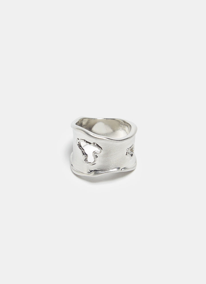 Women Ring | Old Silver Aged Metal Ring by Spanish designer Adolfo Dominguez