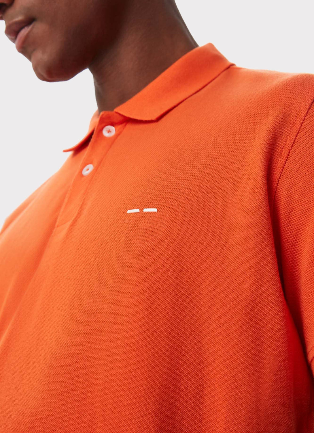 Men Polo | Orange Cotton Pique Washed Polo Shirt by Spanish designer Adolfo Dominguez