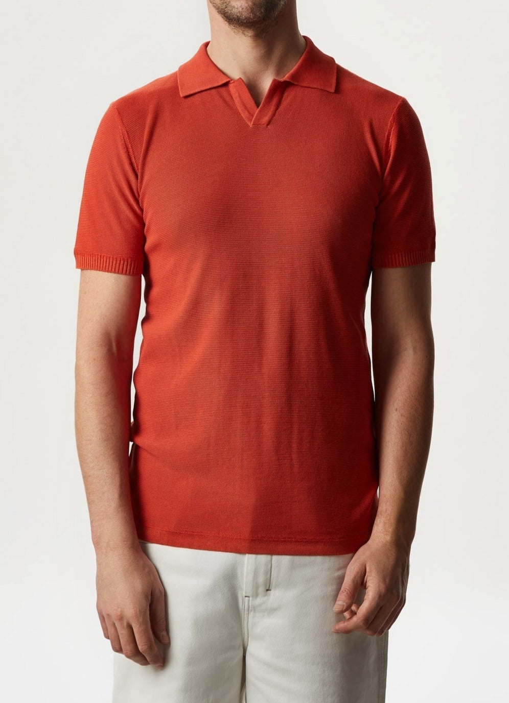 Men Polo | Orange Delave Polo Shirt With Short Sleeve by Spanish designer Adolfo Dominguez