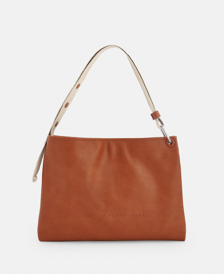 Women Bags | Orange Recycled Material Horizontal Hobo Bag by Spanish designer Adolfo Dominguez