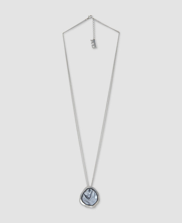 Women Necklace | Pearl Grey Zinc And Resin Water Motif Necklace by Spanish designer Adolfo Dominguez