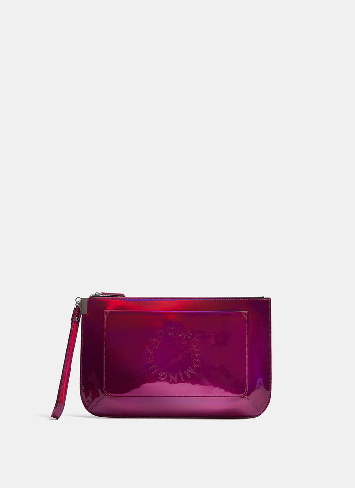 Women Bags | Pink Clutch With Iridescent Finish by Spanish designer Adolfo Dominguez