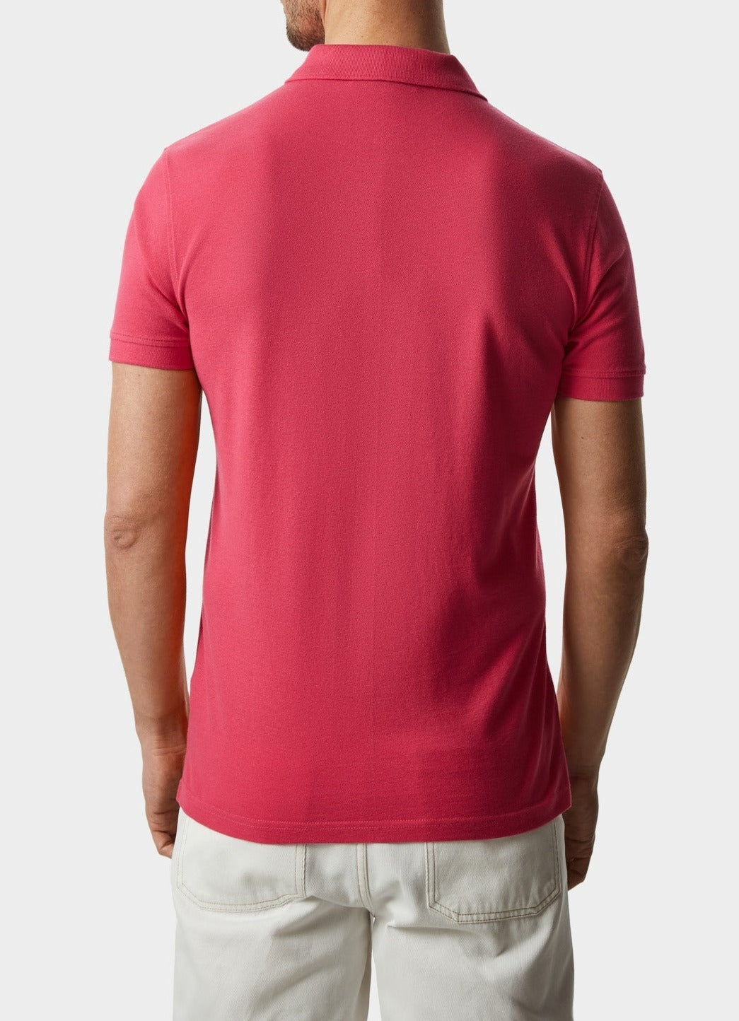 Men Polo | Pink Cotton Pique Washed Polo Shirt by Spanish designer Adolfo Dominguez