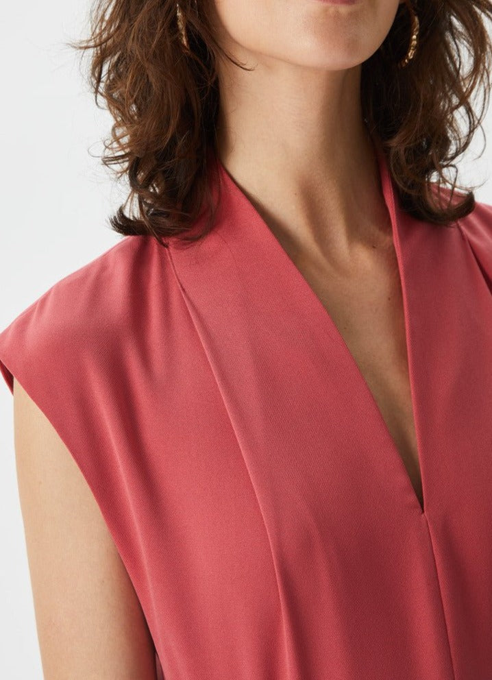 Women Dress | Pink Dress With Contrast Belt by Spanish designer Adolfo Dominguez