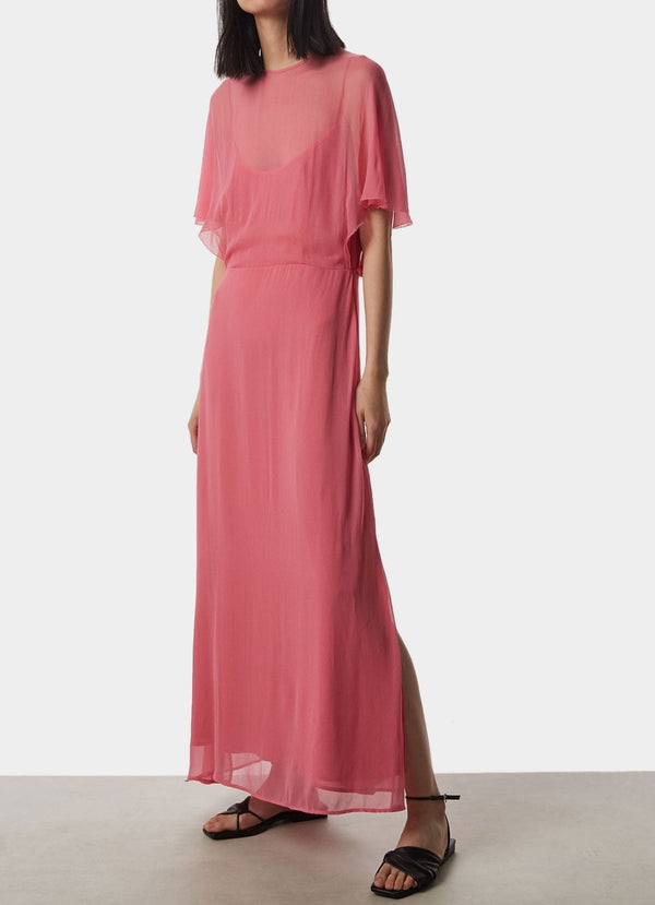 Women Dress | Pink Midi Dress With Back Slit by Spanish designer Adolfo Dominguez