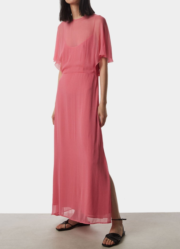 Women Dress | Pink Midi Dress With Back Slit by Spanish designer Adolfo Dominguez