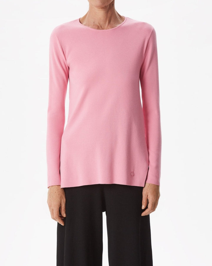 Women Jersey | Pink Sweater With Side And Back Slits by Spanish designer Adolfo Dominguez