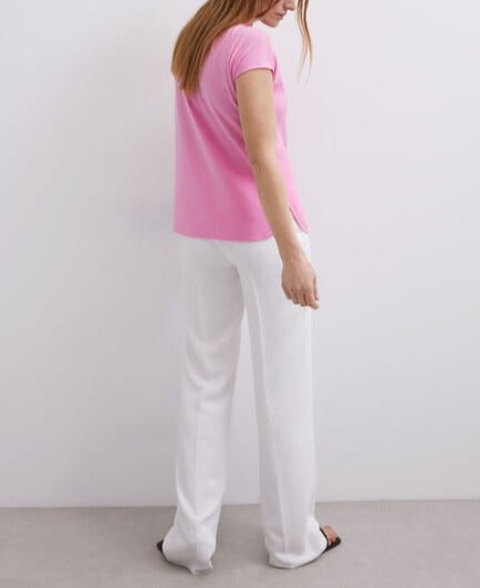 Women T-Shirt (Short Sleeve) | Pink T-Shirt Pink Cotton Lyocell And Viscose by Spanish designer Adolfo Dominguez