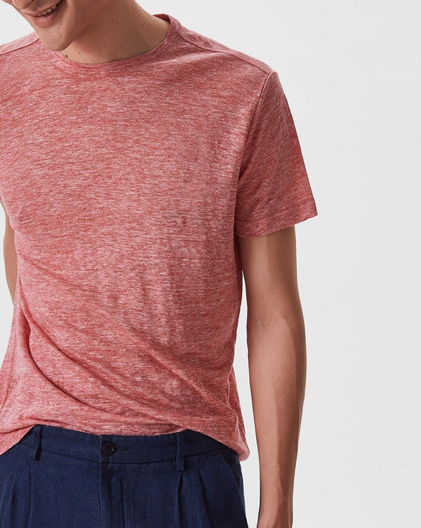 Men Long-Sleeve T-Shirt | Pink Vigore Linen Shirt by Spanish designer Adolfo Dominguez