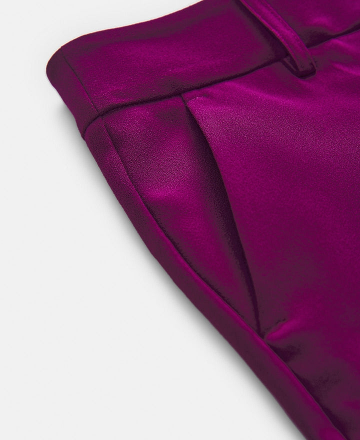 Women Trousers | Red Bougainvillea Ankle-Length Straight Trousers by Spanish designer Adolfo Dominguez