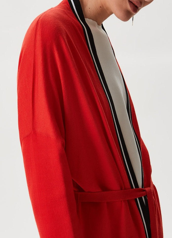 Women Jersey | Red Merino Kimono Jacket by Spanish designer Adolfo Dominguez