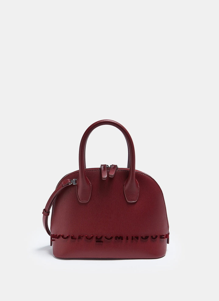 Women Bags | Red Mini Citybag With Velveteen Logo by Spanish designer Adolfo Dominguez