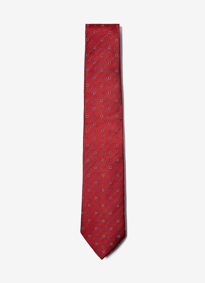 Men Tie | Red Mulberry Silk Tie With Polka Dot by Spanish designer Adolfo Dominguez