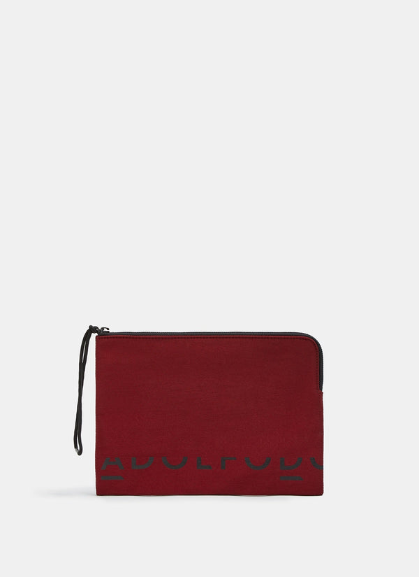 Women Dressing Case | Red Nylon Vanity Bag With Zipper Closure by Spanish designer Adolfo Dominguez