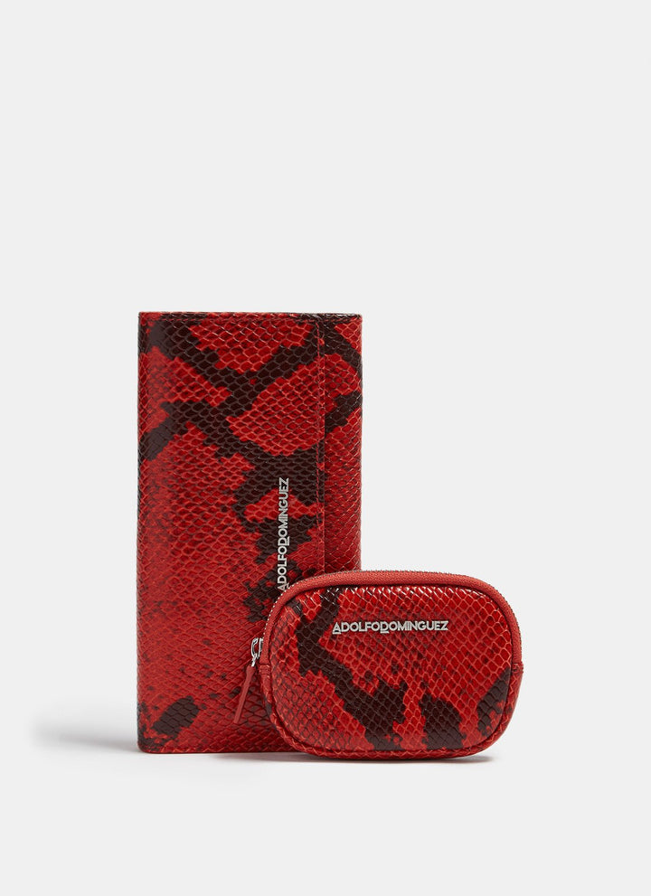Women Wallet | Red Snake Embossed Leather Wallet by Spanish designer Adolfo Dominguez