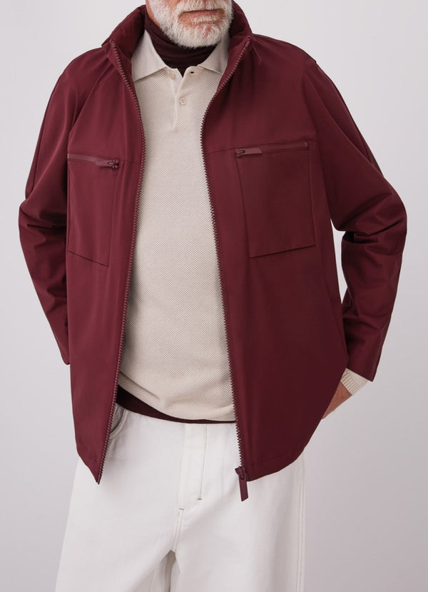 Men Short Jacket | Red Technical Jacket With Zipper Closures by Spanish designer Adolfo Dominguez