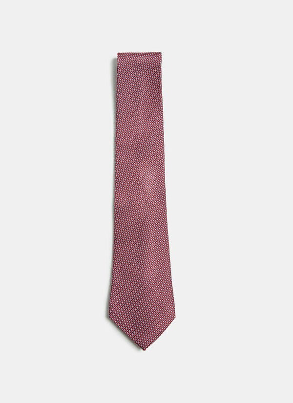 Men Tie | Red/White Silk Tie With Miro-Check by Spanish designer Adolfo Dominguez