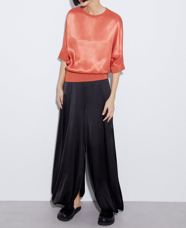 Women Short Sleeved Shirt | Salmon Short Sleeve Viscose Blouse by Spanish designer Adolfo Dominguez