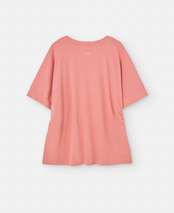 Women T-Shirt (Short Sleeve) | Salmon T-Shirt With Cotton Waistbands by Spanish designer Adolfo Dominguez