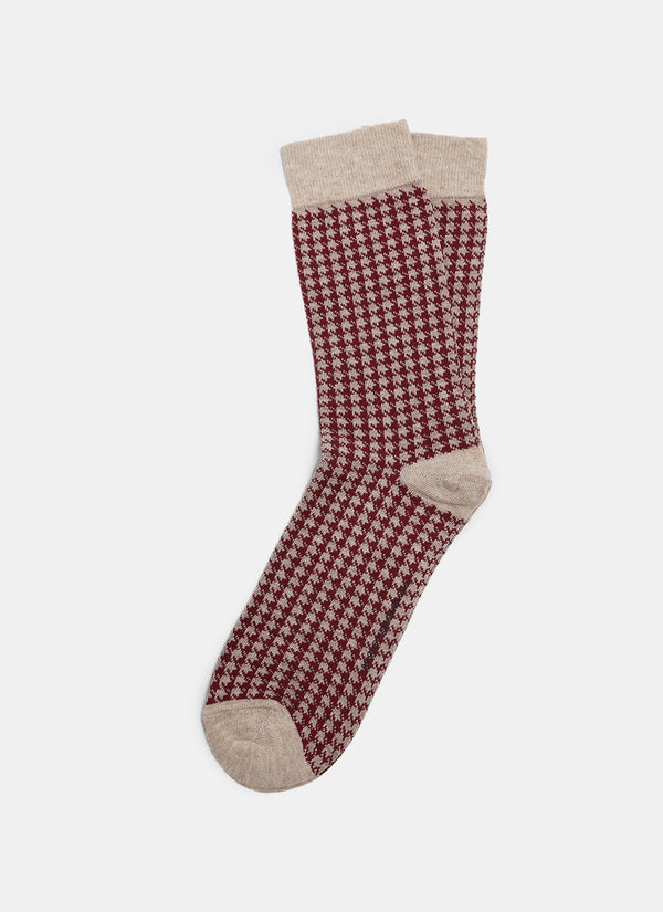 Men Socks | Sand Low Cut Socks With Houndstooth Pattern by Spanish designer Adolfo Dominguez