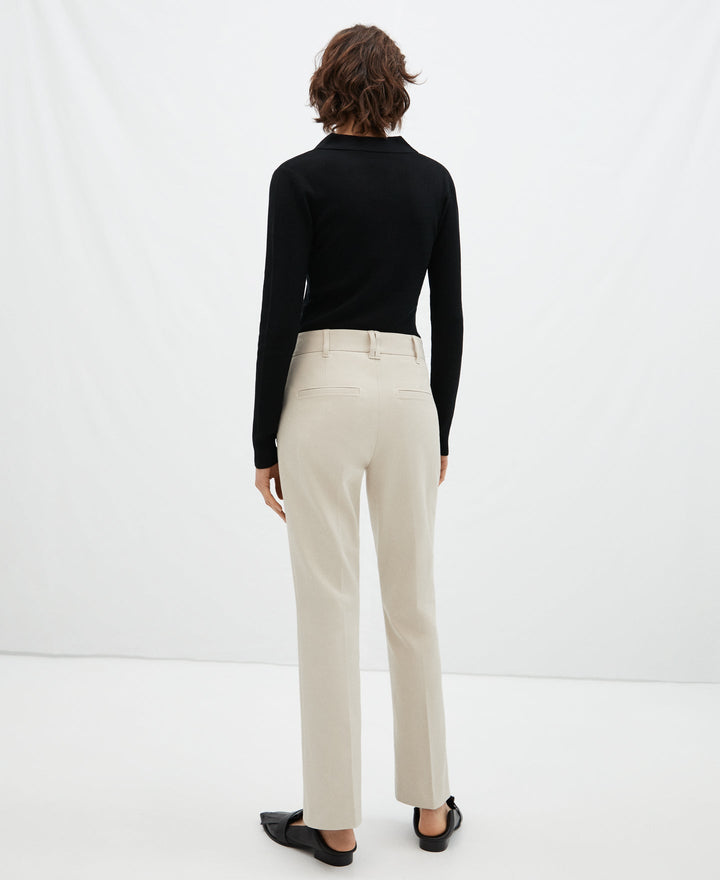 Women Trousers | Sand Mini Flare Trousers by Spanish designer Adolfo Dominguez