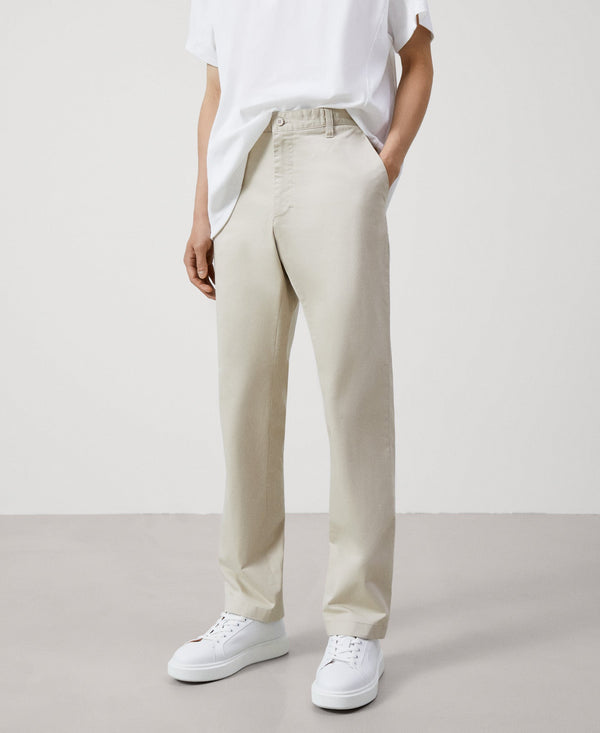 Men Trousers | Sand Stretch Cotton Chino Trousers by Spanish designer Adolfo Dominguez